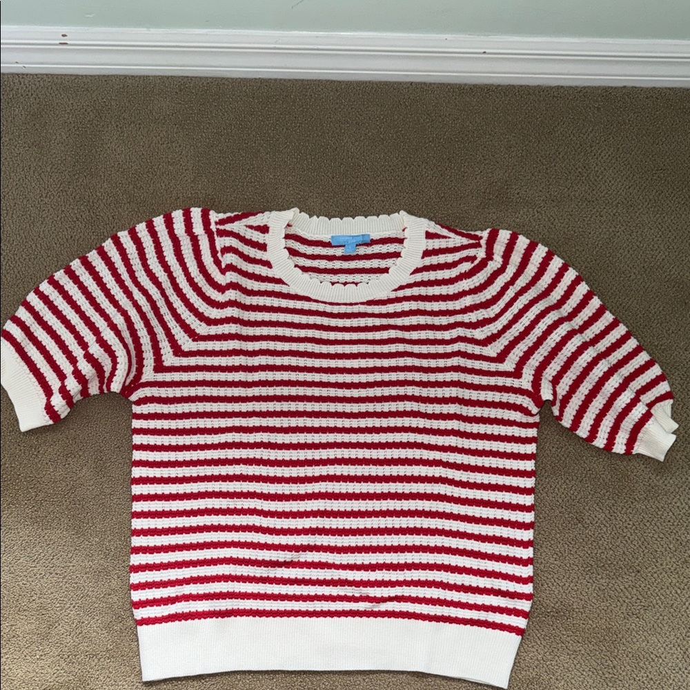 Draper James Red and White Striped Women's Sweater